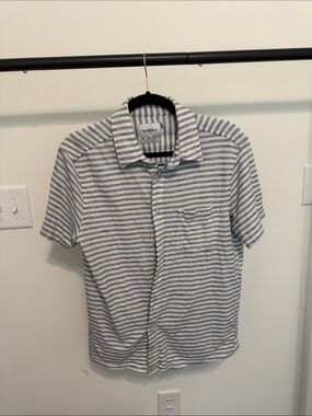 Goodfellow & Co Striped Short-Sleeve Button-Down Shirt - White & Navy
